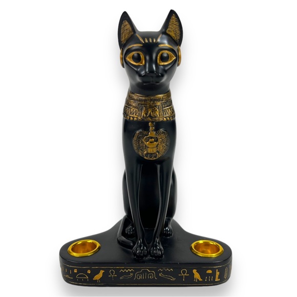 Egyptian Goddess of Fire & Felines Bastet Feline Cat Goddess Altar Candle Holder - Picture 4 of 16